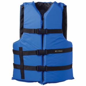 ONYX 103000-500-005-12 Life Jacket, Foam, Nylon, 15 1/2 lb Buoyancy, Belt/Buckle, Adult Oversize, Blue | CT4QCV 794JZ3