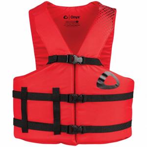 ONYX 103700-100-004-18 Life Jacket, Foam, Nylon, 15 1/2 lb Buoyancy, Belt, Adult Universal, Red | CT4QDJ 794JY5