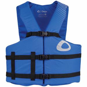 ONYX 103700-500-004-18 Life Jacket, Foam, Nylon, 15 1/2 lb Buoyancy, Belt/Buckle, Adult Universal, Blue | CT4QCY 794JY7