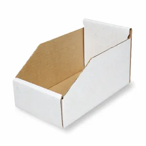 PACKAGING CORPORATION OF AMERICA 1W768 Corrugated Shelf Bin, 200 Lbs. Test Rating, White, 4 3/4 Inch x 11 Inch x 8 1/4 Inch Size | CH6JAV