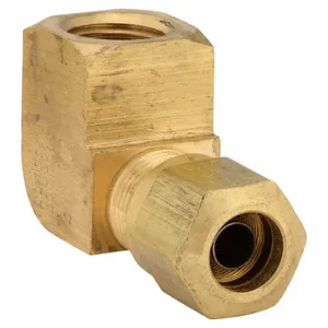 PARKER 270NTA-3-2 Female Elbow, Brass, 3/16 Inch Tube OD, 1/8 Inch Pipe Size, Compression x FNPT | CT7EQE 48LY21