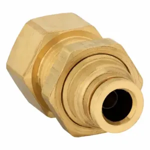 PARKER 66PTCBH-6-6 Bulkhead Union, Brass, Push-to-Connect x FNPTF | CT7CWB 48LY58