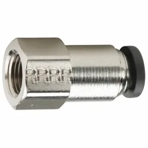 PARKER 66PW-6-4 Female Connector, Nickel Plated Brass, Push-to-Connect x FNPTF, 3/8 Inch Tube OD | CT7EPK 56FP06