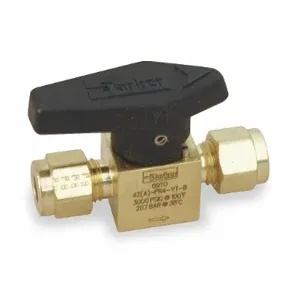 PARKER 6A-PR6-VT-B Ball Valve, 3/8 Inch Size, Brass | AB3AVW 1RBC5