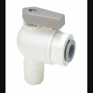 PARKER LFPP4VME6 Ball Valve, 1/4 Inch Outside Diameter, Polypropylene, 90 Deg Elbow | AE6QNG 5UMZ4