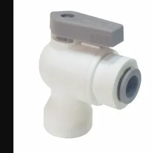 PARKER LFPP6VFE6 Ball Valve, 3/8 Inch Outside Diameter, Polypropylene, 90 Deg Elbow | AE6QNP 5UNA2