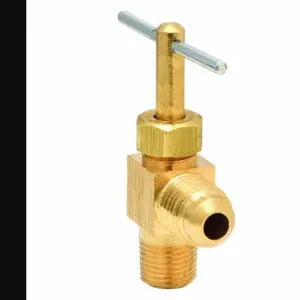 PARKER NV101F-4-2 Needle Valve, 1/4 Inch Outside Diameter, 90 Deg Elbow, Brass | AF7LGB 21VL46