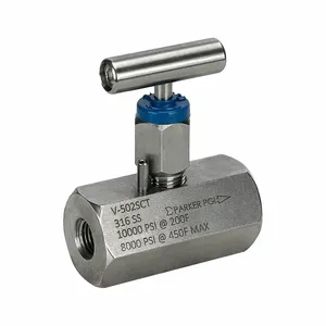 PARKER V-502SCT Needle Valve, Straight Fitting, 316 Stainless Steel, 1/4 Inch Pipe Size, Fnpt X Fnpt | CT7HQD 803DY9