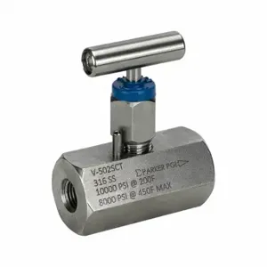 PARKER V-508SCT Needle Valve, Straight Fitting, 316 Stainless Steel, 1/2 Inch Pipe Size, Fnpt X Fnpt | CT7HQB 803DZ0