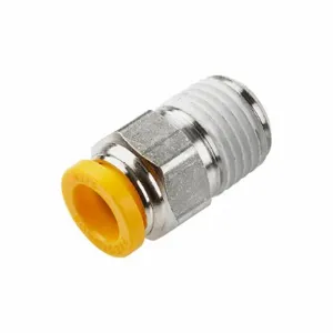 PARKER W68PLP-10M-8R Metric Metal Push-to-Connect Fitting, Brass, Push-to-Connect x BSPT, 10 mm Tube OD | CN8MEK 791CF0