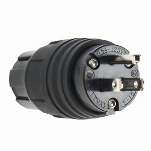 PASS AND SEYMOUR 14-W48BK Watertight Straight Blade Plug, 20A, 250V, Black | CH3ZQX