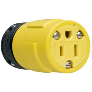 PASS AND SEYMOUR 1547 Rubber Dust Tight Connector, 15A, 125V, Yellow, Double Pole, 0-14 Awg | CH3YYK