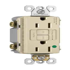 PASS AND SEYMOUR 1597-HGLA GFCI Receptacle, Hospital Grade, 15A, 125V, Light Almond | CH4DYV