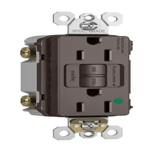 PASS AND SEYMOUR 1597-HGTR GFCI Receptacle, Hospital Grade, Tamper Resistant, 15A, 125V, Brown | CH4EAB