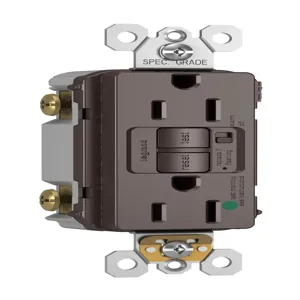 PASS AND SEYMOUR 1597-HGTRA GFCI Receptacle, Hospital Grade, Tamper Resistant, 15A, 125V, Brown | CH4DZF