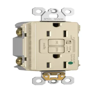 PASS AND SEYMOUR 1597-HGTRALA GFCI Receptacle, Hospital Grade, Tamper Resistant, 15A, 125V, Light Almond | CH4DZG