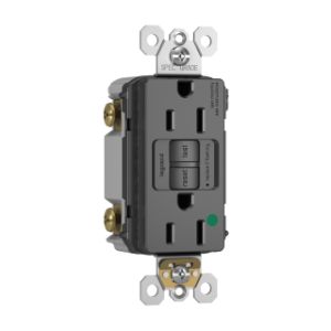 PASS AND SEYMOUR 1597-HGTRBK GFCI Receptacle, Hospital Grade, Tamper Resistant, 15A, 125V, Black | CH4EAA