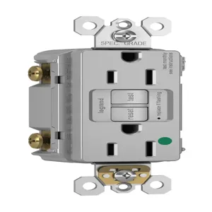 PASS AND SEYMOUR 1597-HGTRGRY GFCI Receptacle, Hospital Grade, Tamper Resistant, 15A, 125V, Gray | CH4EAC