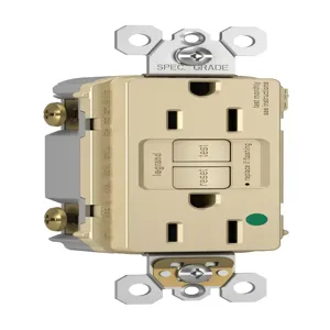 PASS AND SEYMOUR 1597-HGTRI GFCI Receptacle, Hospital Grade, Tamper Resistant, 15A, 125V, Ivory | CH4EAD