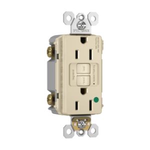 PASS AND SEYMOUR 1597-HGTRLA GFCI Receptacle, Hospital Grade, Tamper Resistant, 15A, 125V, Light Almond | CH4EAE