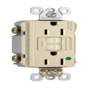 PASS AND SEYMOUR 1597-HGTRLA GFCI Receptacle, Hospital Grade, Tamper Resistant, 15A, 125V, Light Almond | CH4EAE