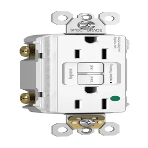 PASS AND SEYMOUR 1597-HGTRW GFCI Receptacle, Hospital Grade, Tamper Resistant, 15A, 125V, White | CH4EAG