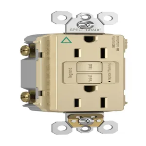 PASS AND SEYMOUR 1597-IGTRI GFCI Receptacle, Tamper Resistant, Isolated Ground, 15A, Ivory | CH4KDE