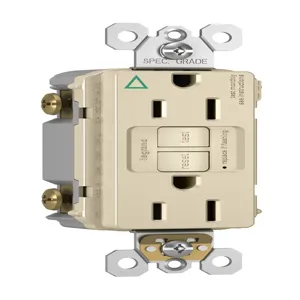 PASS AND SEYMOUR 1597-IGTRLA GFCI Receptacle, Tamper Resistant, Isolated Ground, 15A, Light Almond | CH4KDF