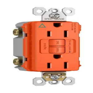 PASS AND SEYMOUR 1597-IGTRO GFCI Receptacle, Tamper Resistant, Isolated Ground, 15A, Orange | CH4KDG