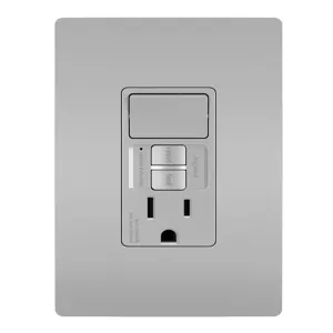 PASS AND SEYMOUR 1597SWTTRGRY GFCI Receptacle, Tamper Resistant, Single Pole Switch | CH4JCZ