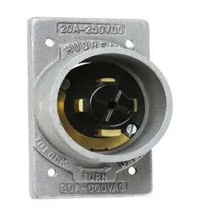 PASS AND SEYMOUR 20418 Flanged Inlet, 30A, 600V, Gray | CH3ZZL