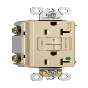 PASS AND SEYMOUR 2097-HGNAI GFCI Receptacle, Hospital Grade, 20A, 125V, Ivory | CH4FBA