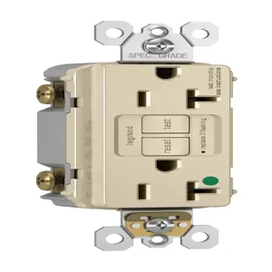 PASS AND SEYMOUR 2097-HGNALA GFCI Receptacle, Hospital Grade, 20A, 125V, Light Almond | CH4FBB