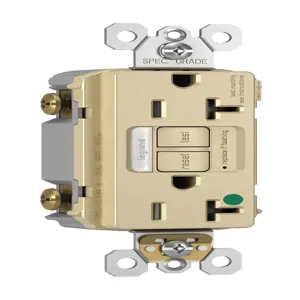 PASS AND SEYMOUR 2097-HGNTLTRI GFCI Receptacle, Hospital Grade, Tamper Resistant, 20A, 125V, Ivory | CH4DZP