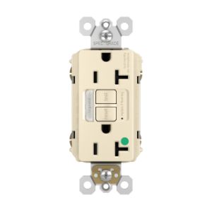 PASS AND SEYMOUR 2097-HGNTLTRLA GFCI Receptacle, Hospital Grade, Tamper Resistant, 20A, 125V, Light Almond | CH4DZQ