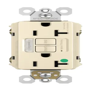 PASS AND SEYMOUR 2097-HGNTLTRLA GFCI Receptacle, Hospital Grade, Tamper Resistant, 20A, 125V, Light Almond | CH4DZQ