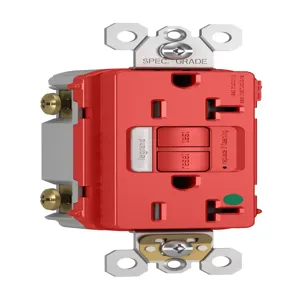 PASS AND SEYMOUR 2097-HGNTLTRRED GFCI Receptacle, Hospital Grade, Tamper Resistant, 20A, 125V, Red | CH4DZR