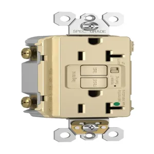 PASS AND SEYMOUR 2097-HGTRAI GFCI Receptacle, Hospital Grade, Tamper Resistant, 20A, 125V, Ivory | CH4DZH