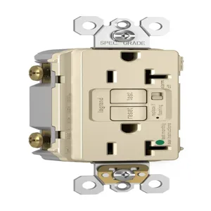 PASS AND SEYMOUR 2097-HGTRALA GFCI Receptacle, Hospital Grade, Tamper Resistant, 20A, 125V, Light Almond | CH4DZJ