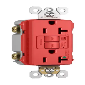 PASS AND SEYMOUR 2097-HGTRARED GFCI Receptacle, Hospital Grade, Tamper Resistant, 20A, 125V, Red | CH4DZK