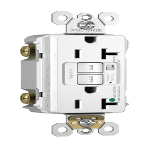 PASS AND SEYMOUR 2097-HGTRAW GFCI Receptacle, Hospital Grade, Tamper Resistant, 20A, 125V, White | CH4DZL