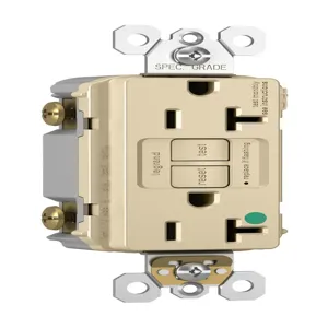 PASS AND SEYMOUR 2097-HGTRNAI GFCI Receptacle, Hospital Grade, Tamper Resistant, 20A, 125V, Ivory | CH4FBE