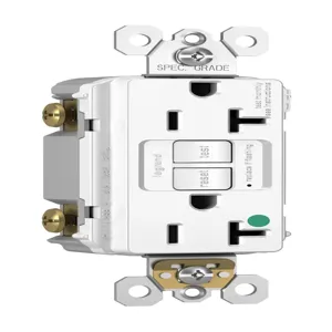 PASS AND SEYMOUR 2097-HGTRNAW GFCI Receptacle, Hospital Grade, Tamper Resistant, 20A, 125V, White | CH4FBH