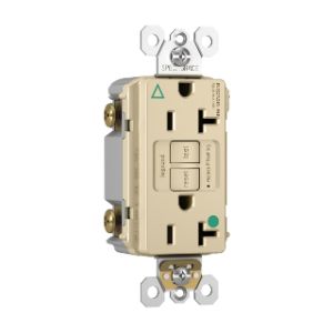 PASS AND SEYMOUR 2097-IGHGTRI GFCI Receptacle, Hospital Grade, Isolated Ground, 20A, 125V, Ivory | CH4DZV