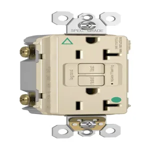 PASS AND SEYMOUR 2097-IGHGTRLA GFCI Receptacle, Hospital Grade, Tamper Resistant, Isolated Ground, 20A | CH4DZW