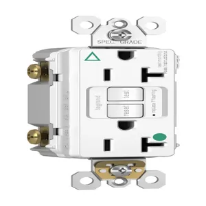 PASS AND SEYMOUR 2097-IGHGTRW GFCI Receptacle, Hospital Grade, Isolated Ground, 20A, 125V, White | CH4DZZ