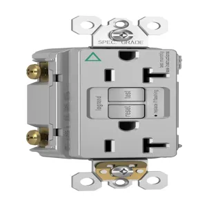 PASS AND SEYMOUR 2097-IGTRGRY GFCI Receptacle, Tamper Resistant, Isolated Ground, 20A, Gray | CH4KDJ