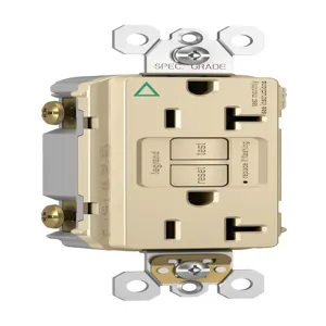 PASS AND SEYMOUR 2097-IGTRI GFCI Receptacle, Tamper Resistant, Isolated Ground, 20A, Ivory | CH4KDK