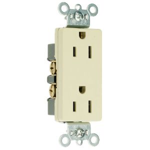 PASS AND SEYMOUR 26242-I Heavy Duty Duplex Receptacle, 15A, 125V, Ivory | CH4DNC