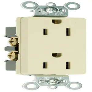 PASS AND SEYMOUR 26242-I Heavy Duty Duplex Receptacle, 15A, 125V, Ivory | CH4DNC